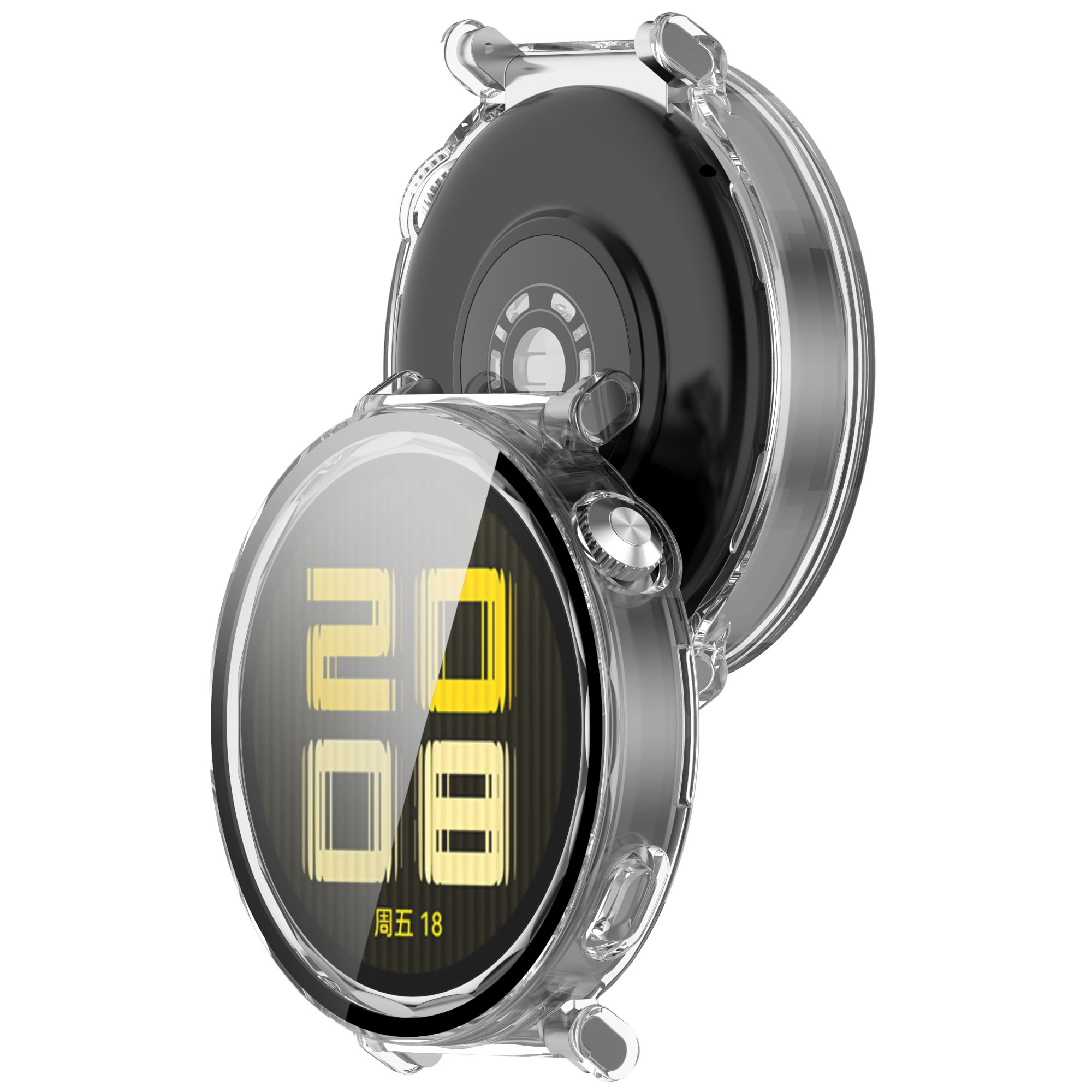 Etui ze szkłem do zegarka Bizon Case Watch Adamo do Huawei Watch GT 5 41 mm, przeźroczyste